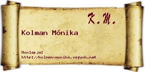Kolman Mónika névjegykártya